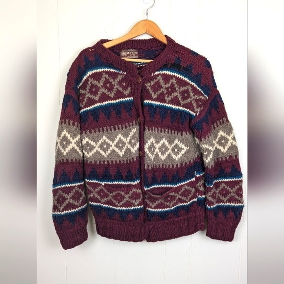 Vintage Sweaters - Made in Ecuador Cozy Wool Button-Front Sweater for the Perfect Cottage Core Look